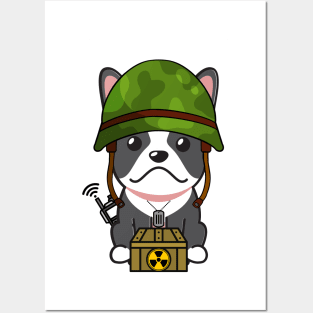 Cute french bulldog is a military pet Posters and Art